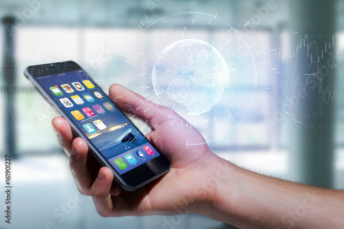 Wallpaper Mural Globe sphere of planet earth displayed on a futuristic interface - Connection concept Torontodigital.ca