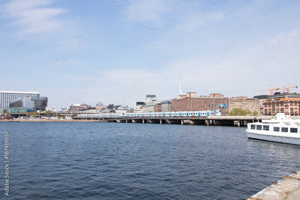 Centralbron(Central bridge) and buildings in Stockholm, the capital of Sweden.