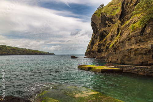 Porto Capelas fishing port on Sao Miguel island photo