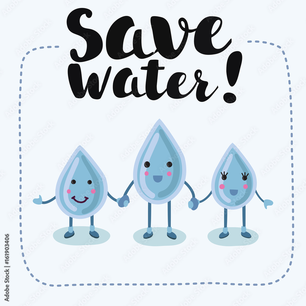 Cartoon boy girl love water, Save water, save the world Stock Vector |  Adobe Stock