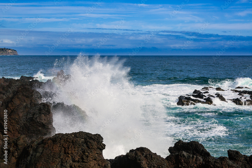 Wild coast at Lagoa on Sao Miguel Island Wild coast at Lagoa on Sao Miguel Island