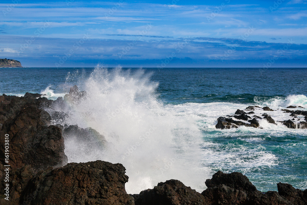 Wild coast at Lagoa on Sao Miguel Island