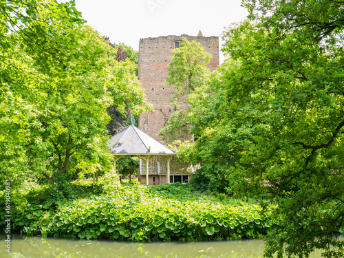 Donjon, bandstand and moat of Duurstede castle in Wijk bij Duurstede, Netherlands photo