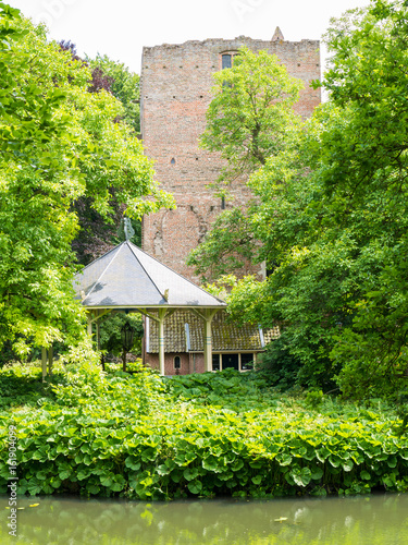 Donjon, bandstand and moat of Duurstede castle in Wijk bij Duurstede, Netherlands photo