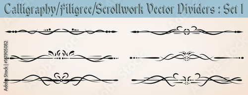 Calligraphy/Filigree/ Scrollwork Vector Dividers: Set 1 photo