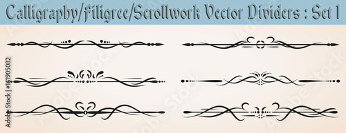 Calligraphy/Filigree/ Scrollwork Vector Dividers: Set 1