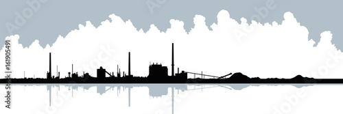 Silhouette of industrial buildings.