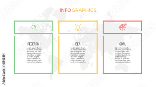 Business infographics. Presentation with 3 columns, options. Vector template.