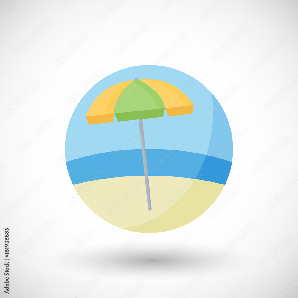 Beach umbrella vector flat icon set