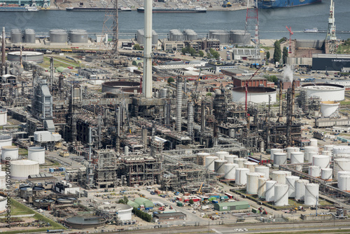 Canvas Print Aerial image of Total Olefins Antwerp and Esso Belgium Oil refineries at the Por