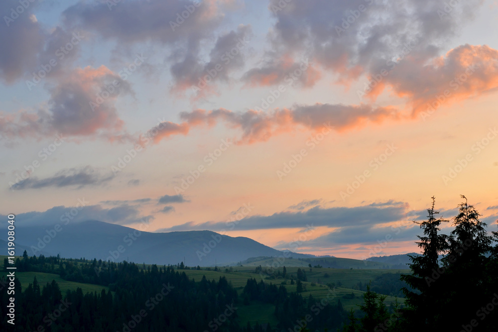 Mountain landscape at sunset Mountain landscape at sunset