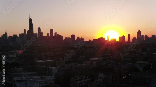 Chicago Drone Sunrise 4k Aerial