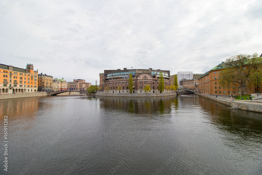 The Swedish Parliament Building(Riksdagshuset) in Stockholm, the capital of Sweden.