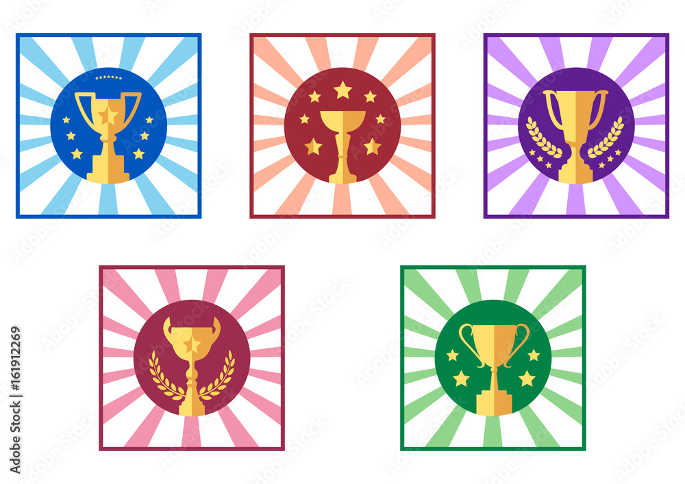 Set icon cup and award, colorful logo, vector illustration
