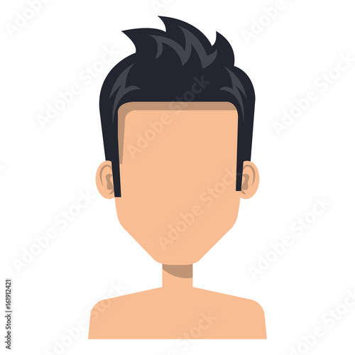 young man shirtless avatar character vector illustration design
