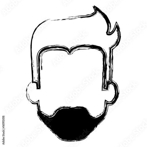 young man head avatar character vector illustration design