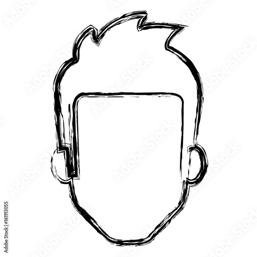 young man head avatar character vector illustration design