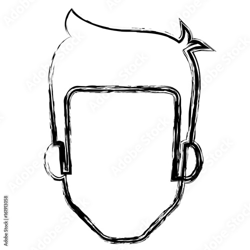 young man head avatar character vector illustration design