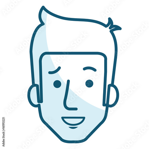 young man head avatar character vector illustration design