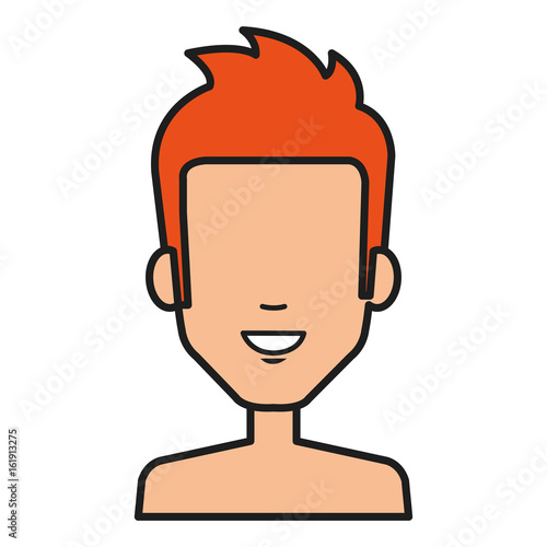 young man shirtless avatar character vector illustration design