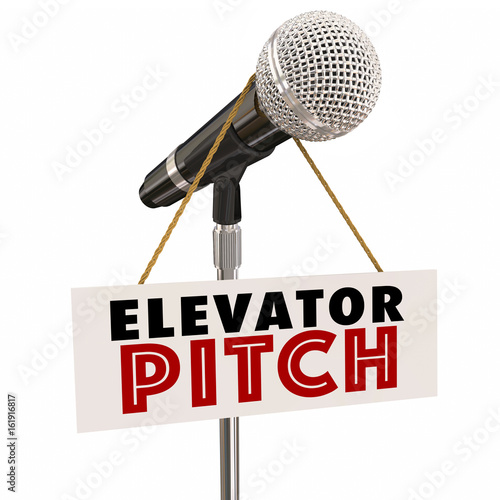 Schilderij op canvas Elevator Pitch Microphone Proposal Persaude Investors Customers 3d Illustration