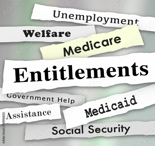 Obraz na plátně Entitlements Government Programs Medicare Medicaid Welfare News Headlines Illust