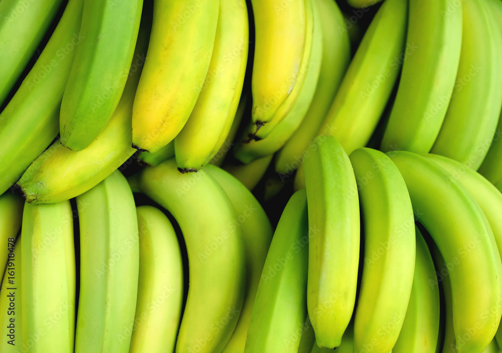 fresh banana green yellow background