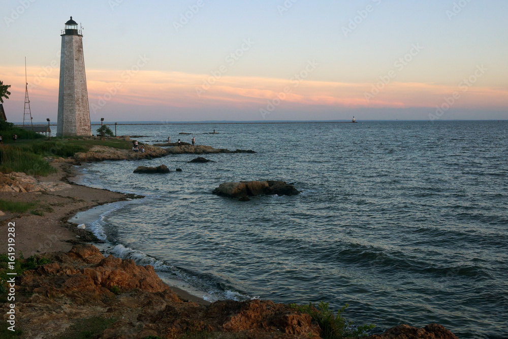 New Haven Lighthouse Point, calm summer evening.