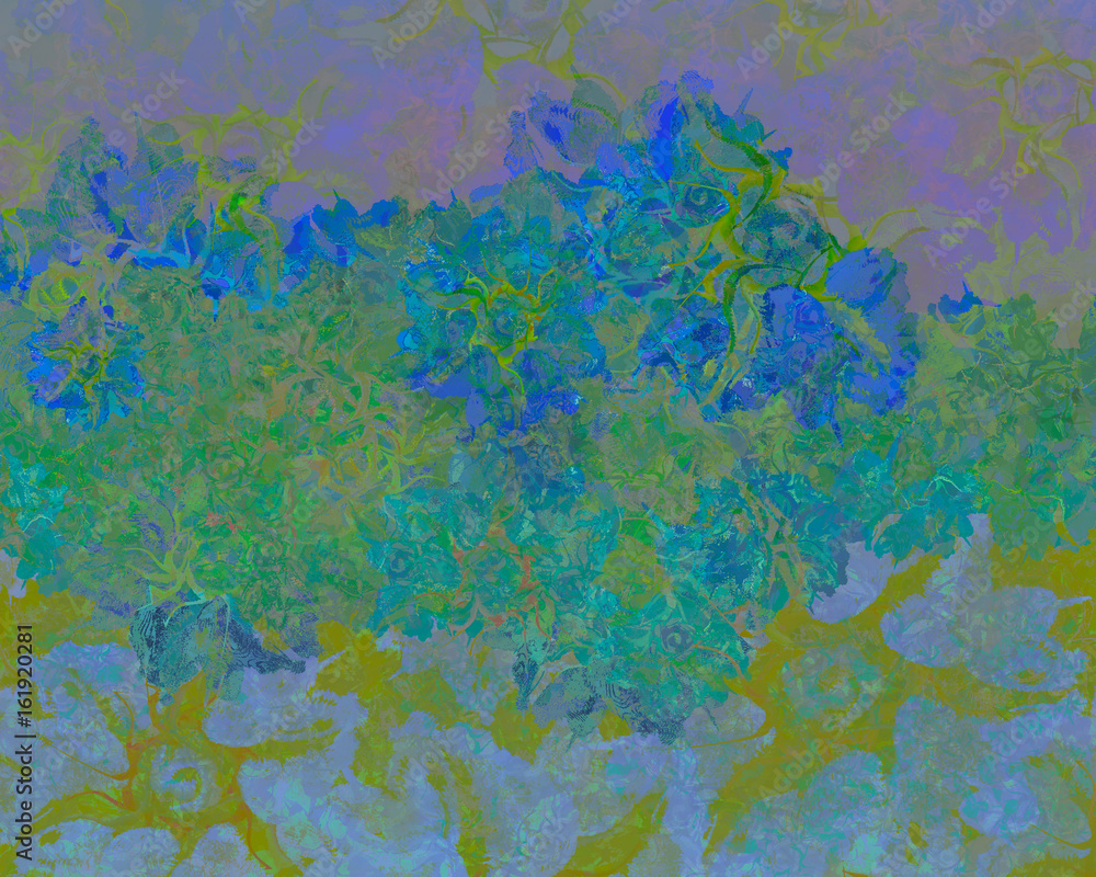 Camellia Hedges Cool Colors Abstract Art