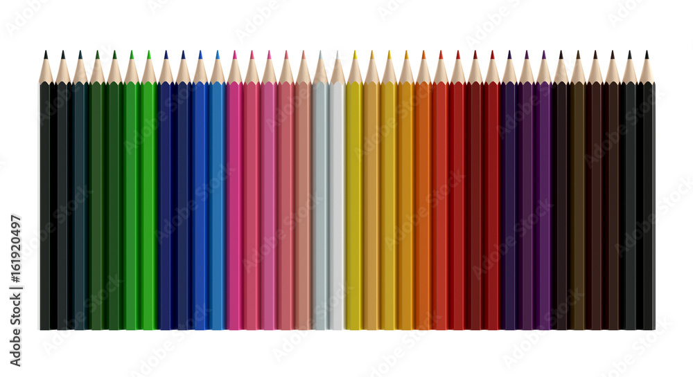 Fototapeta premium Color pencils isolated on white background, 3D rendering