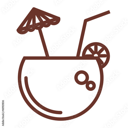 coconut cocktail with umbrella vector illustration design