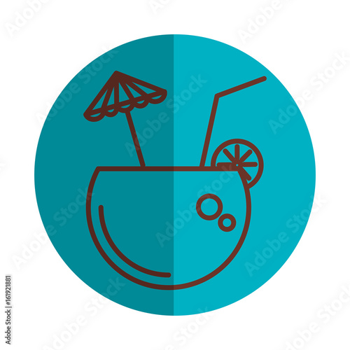 coconut cocktail with umbrella vector illustration design
