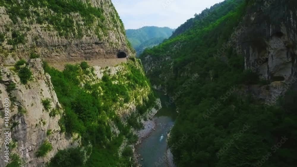 Aerial view of Moraca river canyon. Montenegro Aerial view of Moraca river canyon. Montenegro