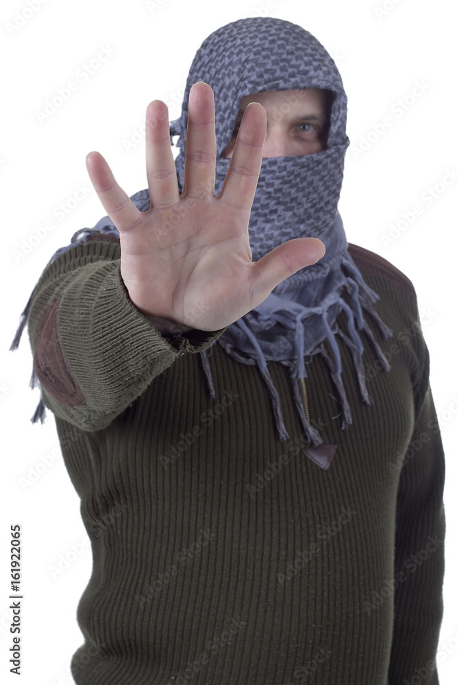 Arab man gesturing stop with his hand