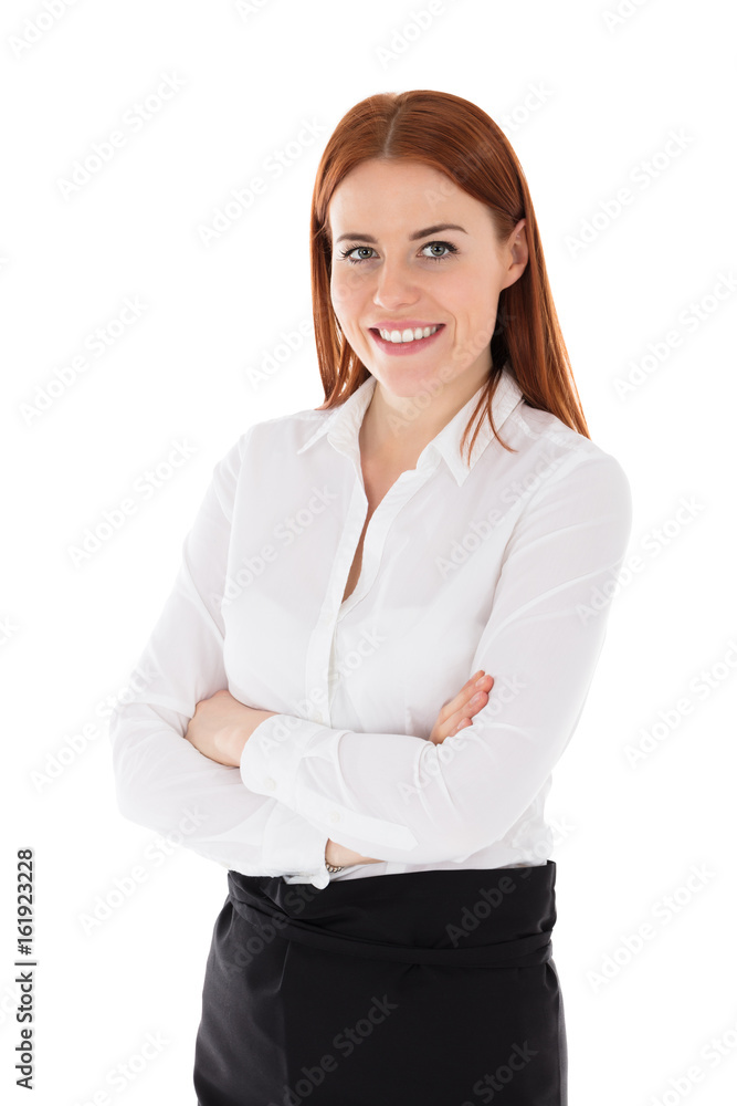 Portrait Of Happy Young Hostess Portrait Of Happy Young Hostess