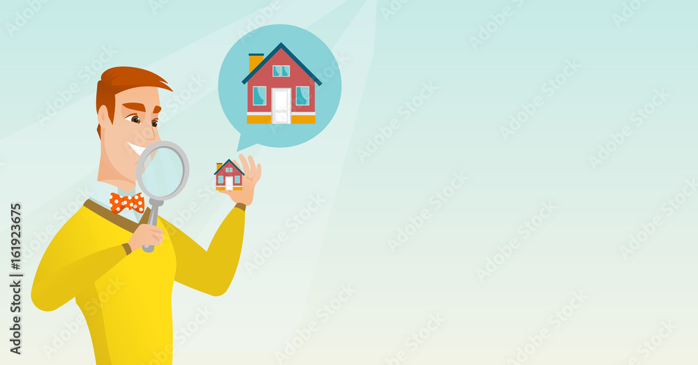 Young caucasian man looking for a house. Young caucasian man looking for a house.