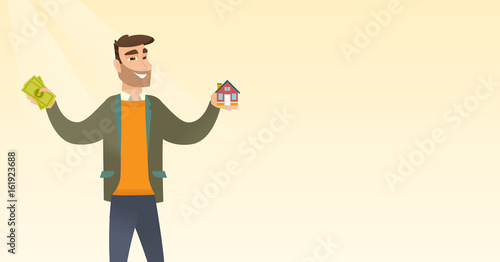 Caucasian man buying house thanks to loan.
