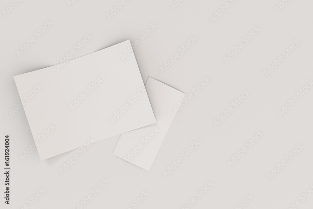 Blank white open three fold brochure mockup on white background Blank white open three fold brochure mockup on white background
