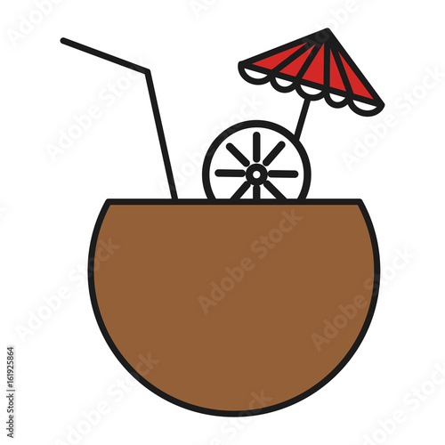 coconut cocktail with umbrella vector illustration design