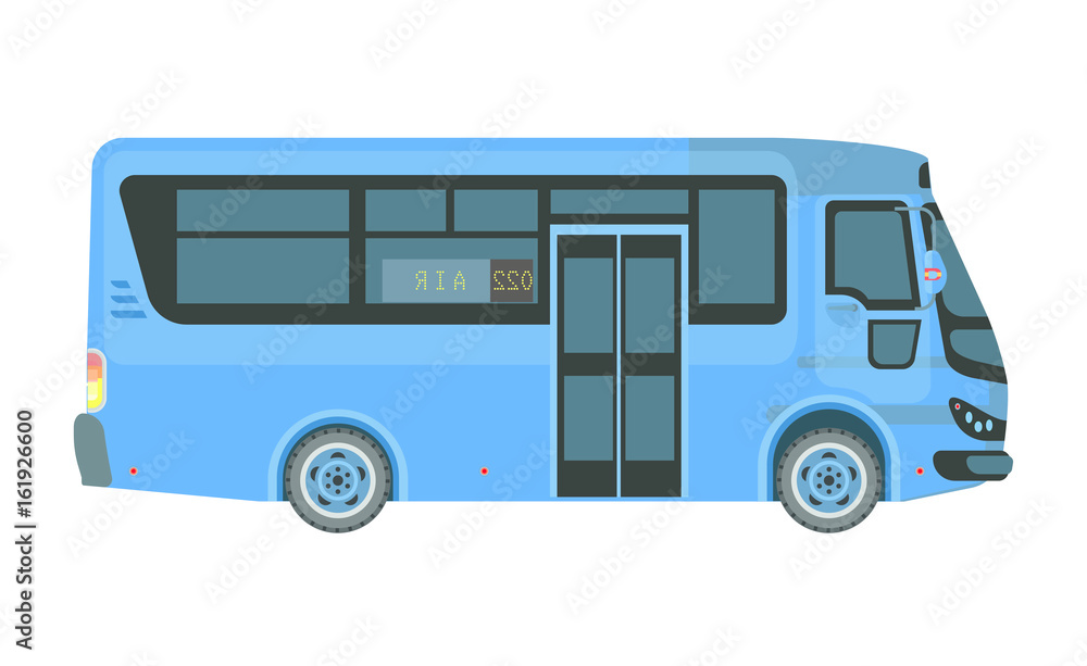 Airport bus in blue color isolated on white
