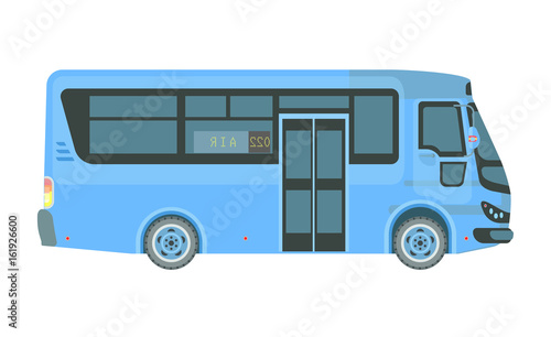 Airport bus in blue color isolated on white