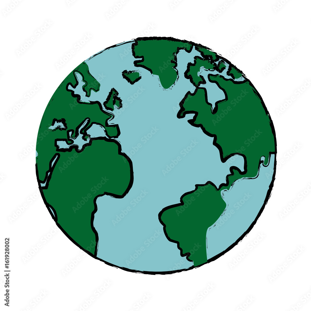 drawing global world earth map atlas vector illustration