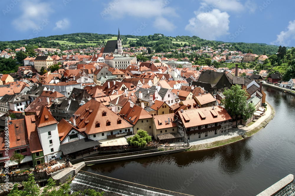 View over  the old Town of Cesky Krumlov, Czech Republic
