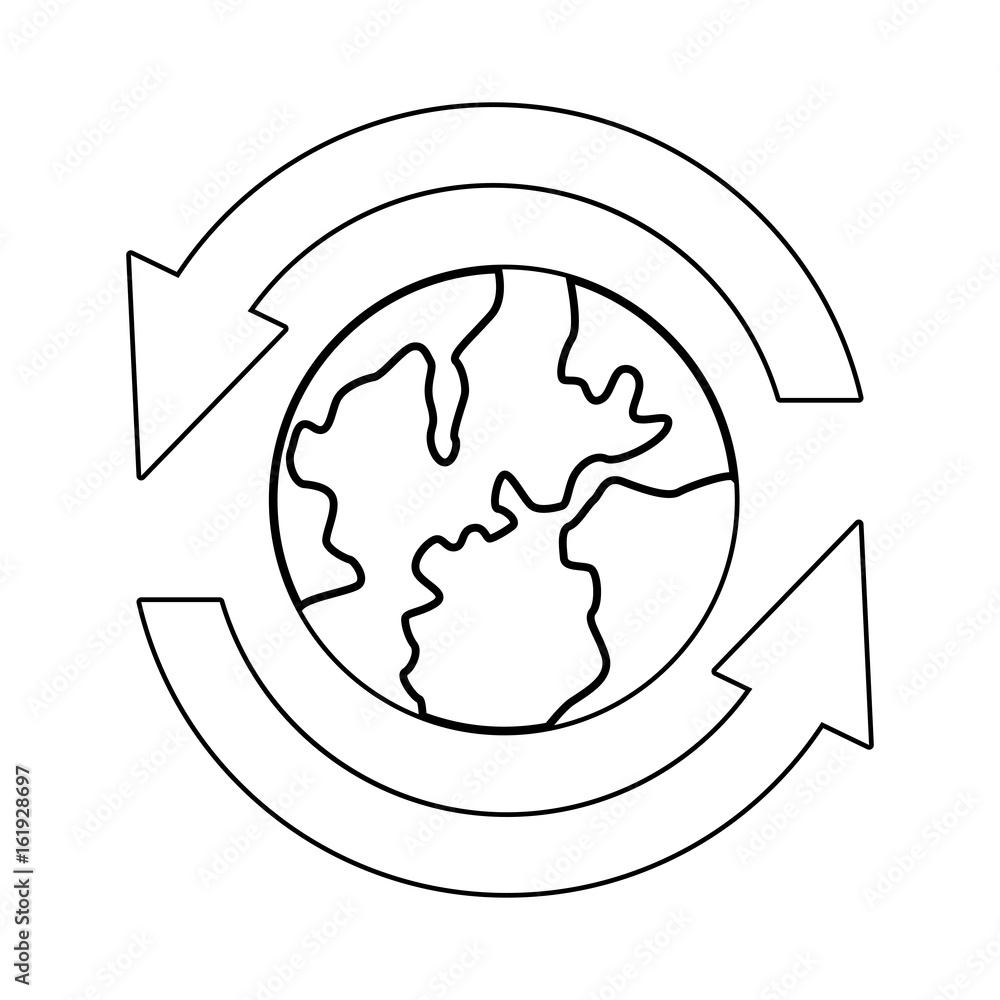 the planet with arrows around in signal communication and business vector illustration the planet with arrows around in signal communication and business vector illustration