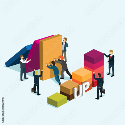 businessman rescue the profit graph
