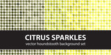 Houndstooth pattern set Citrus Sparkles. Vector seamless backgrounds