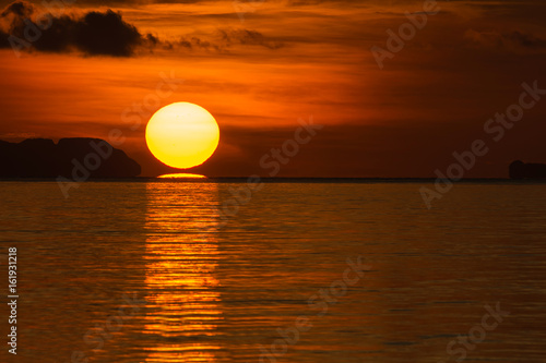 Fototapeta Naklejka Na Ścianę i Meble -  Big sun on sunrise in the morning