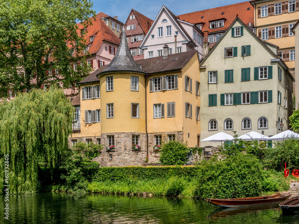 Houses on the Neckar river, old town, Tuebingen, Swabian Alb, Baden-Wuerttemberg, Germany, Europe
