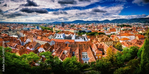 Panorama of Graz city in Austria photo