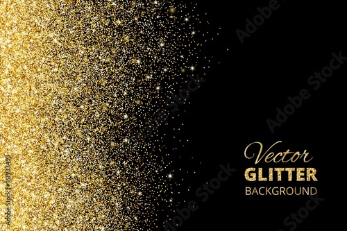 Vector illustration of falling glitter confetti, golden dust. Fe